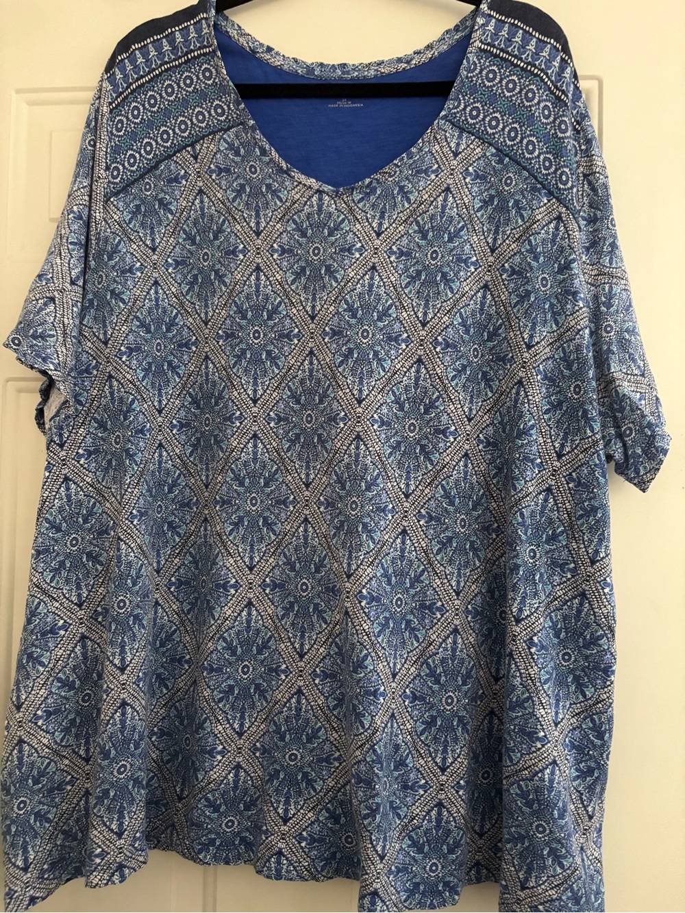 Catherines Blue Multi-Pattern V-Neck Tunic